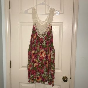 Flower dress with cream straps